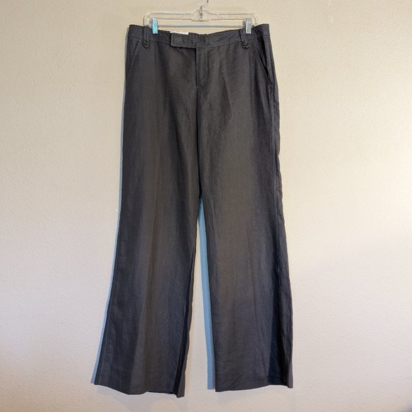 Banana Republic NWT 100% Linen Martin Fit Pant Charcoal Size 12 - Picture 2 of 11